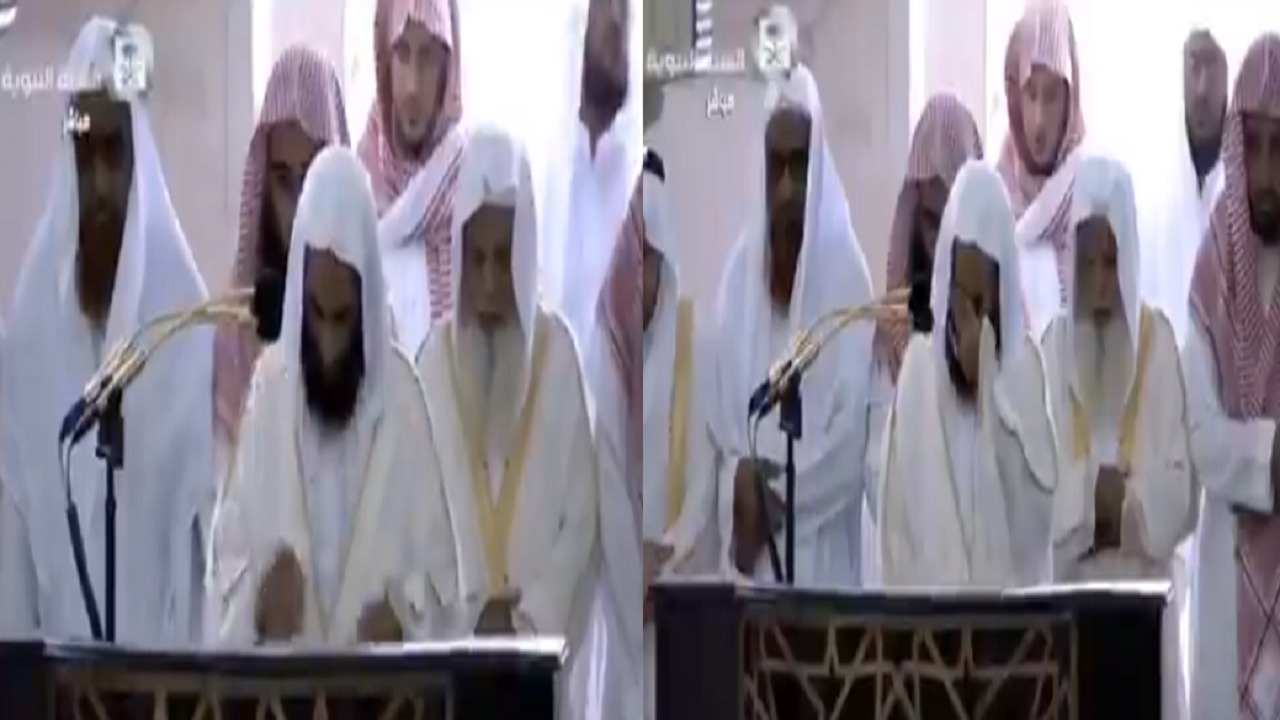 شاهد.. إمام المسجد النبوي يفيض بالدمع بسبب قلة عدد مُصلين الجمعة