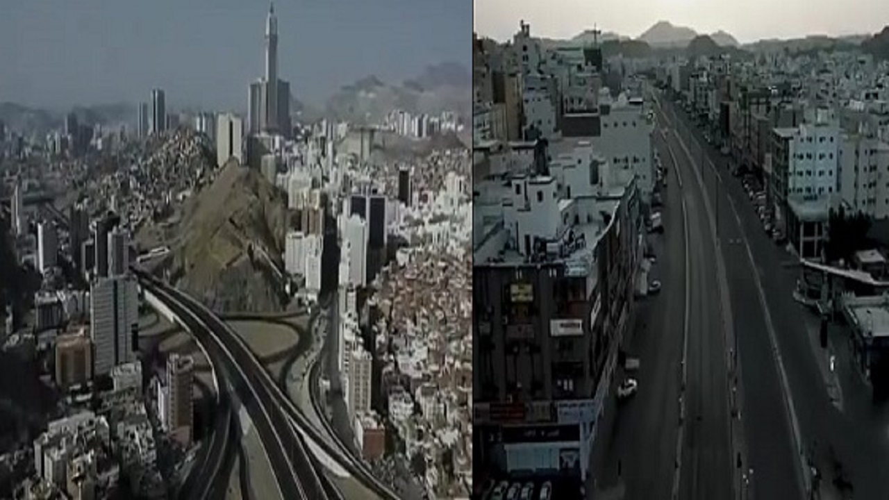 بالفيديو.. مشاهد ساحرة لمكة المكرمة أثناء منع التجوال