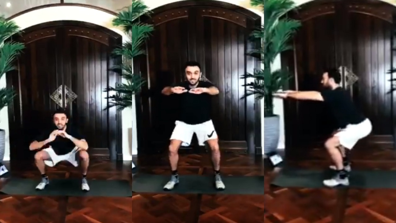 بالفيديو..وزير الرياضة يتمرن بالبيت