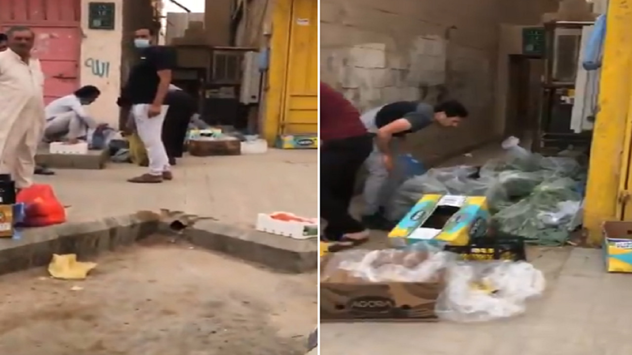 بالفيديو.. وافدون يبيعون خضروات مجهولة المصدر في إحدي شوارع الرياض