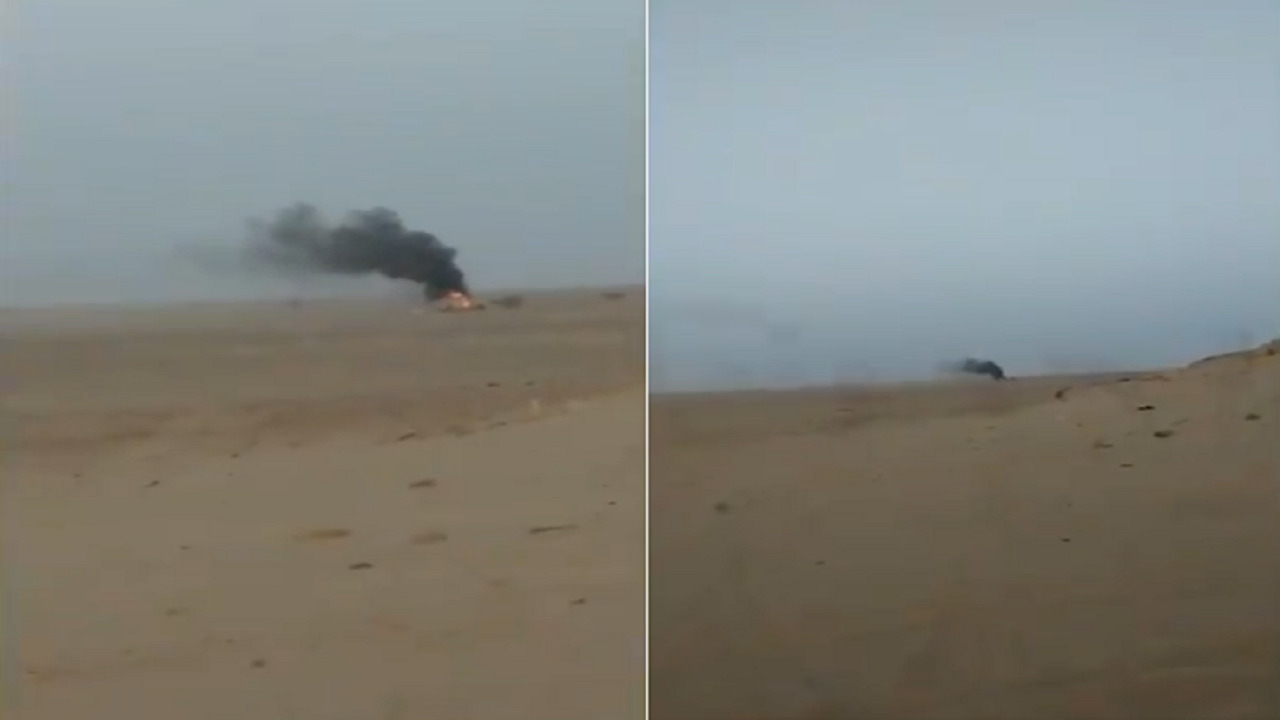 شاهد.. لحظة تدمير آلية حوثية في الجوف اليمنية