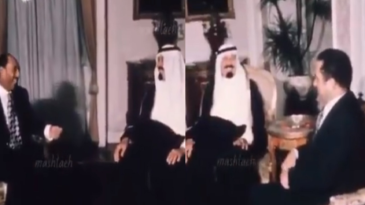 شاهد.. استقبال «السادات» للملك عبدالله في منزله