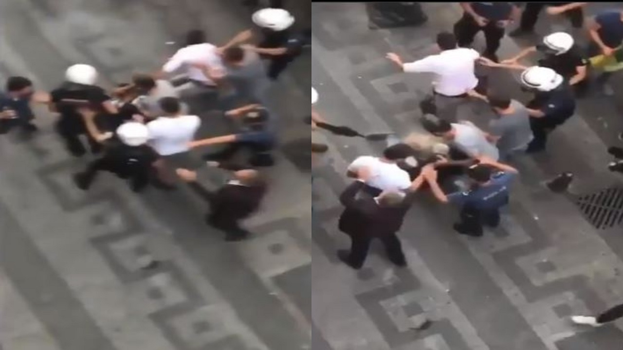 شاهد.. شرطي تركي يطلق الرصاص على رأس متظاهر كردي