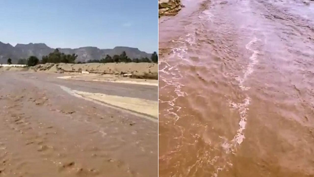 بالفيديو.. سيول عارمة بنجران إثر هجول الأمطار