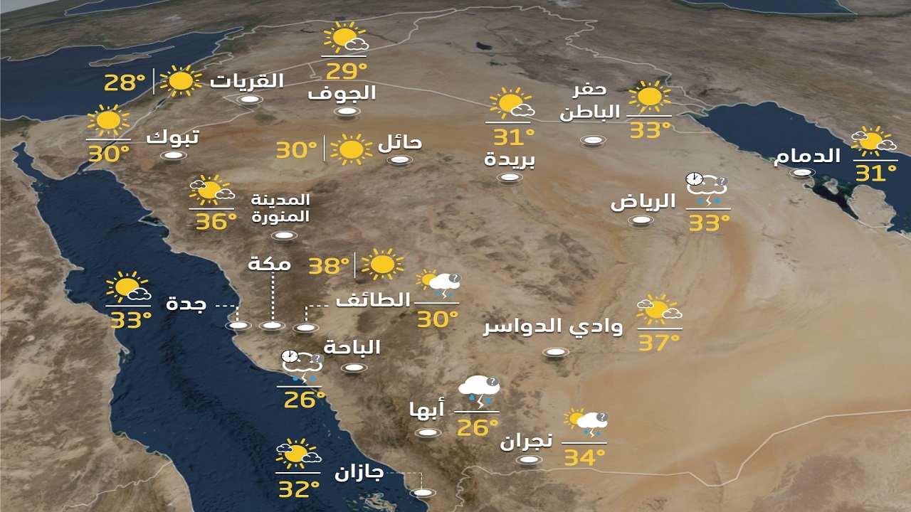 حالة الطقس المتوقعة اليوم الاثنين