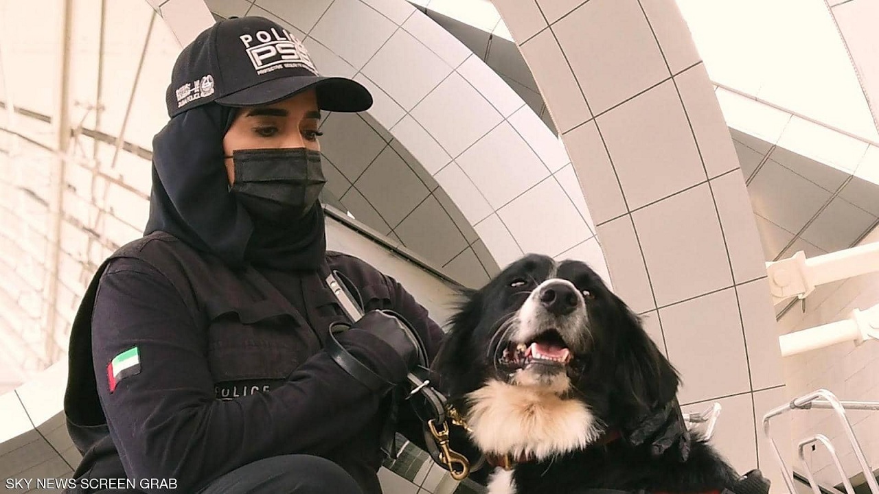 بالصور.. الإمارات تبدأ استخدام الكلاب البوليسية للحد من انتشار كورونا