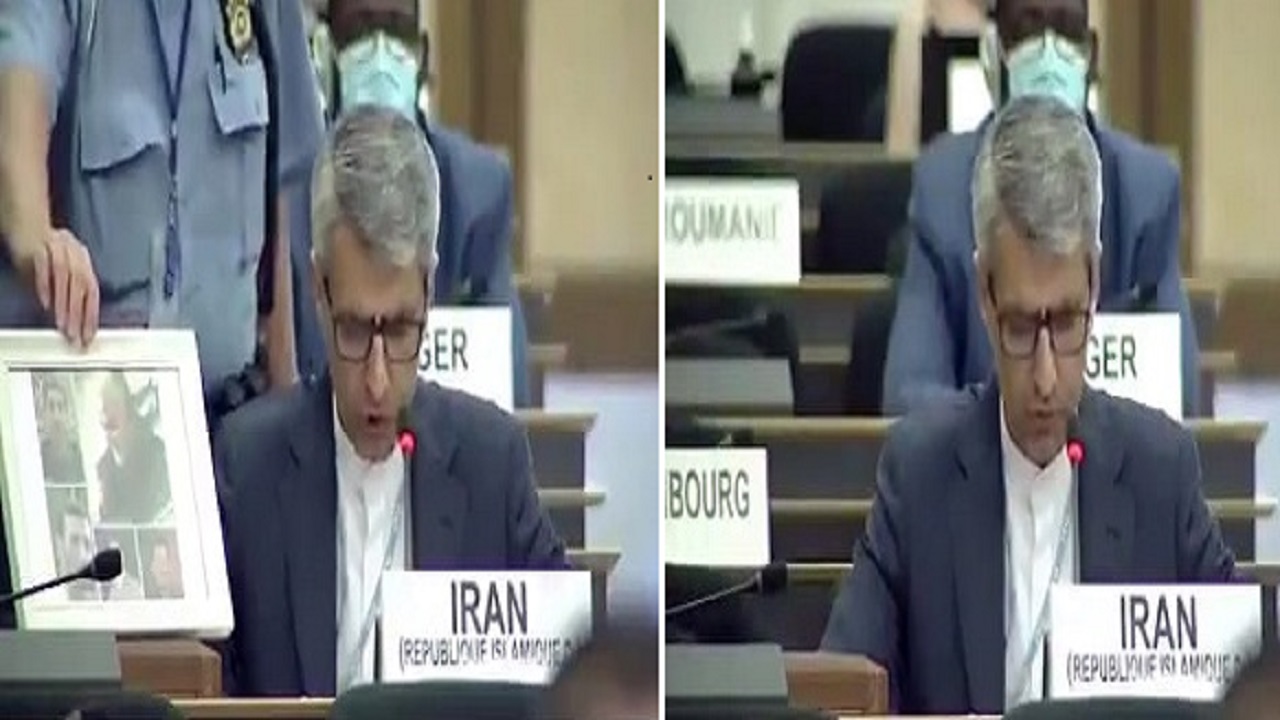 بالفيديو.. موقف محرج لسفير طهران بعد إزالة صورة «سليماني» بالأمم المتحدة