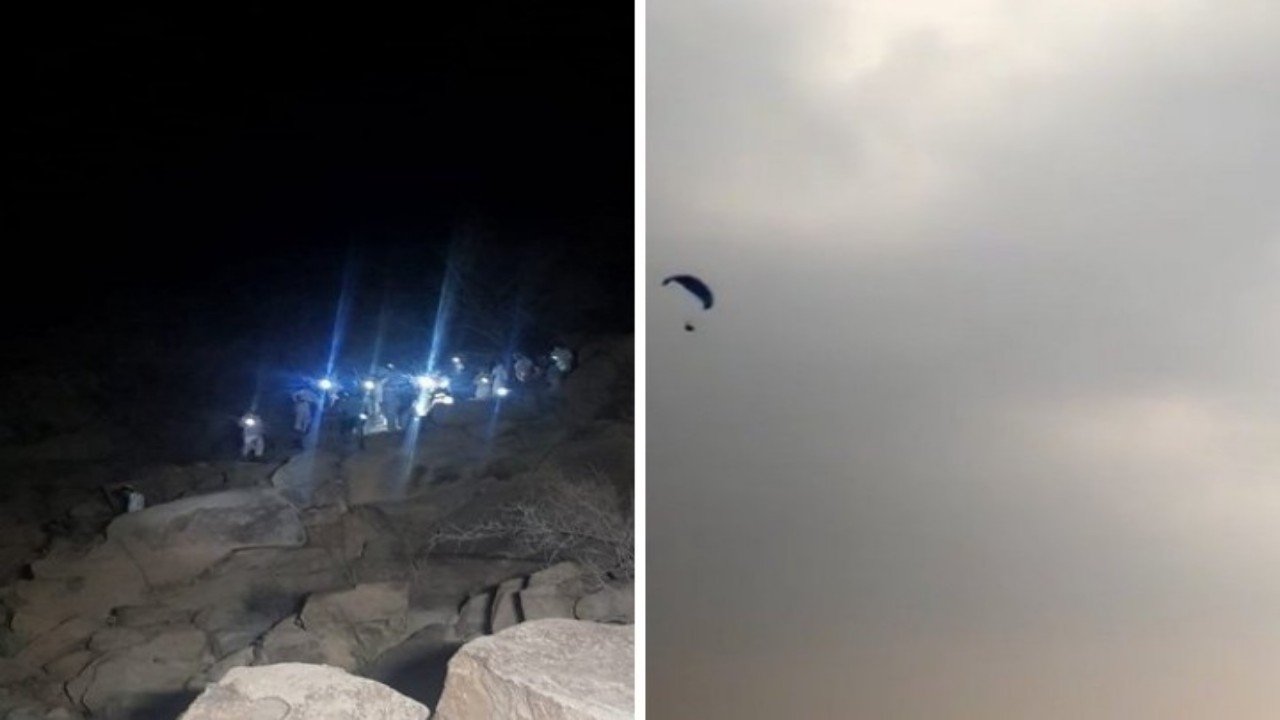 بالصور.. تفاصيل العثور على جثة شاب الطيران المظلي بالطائف