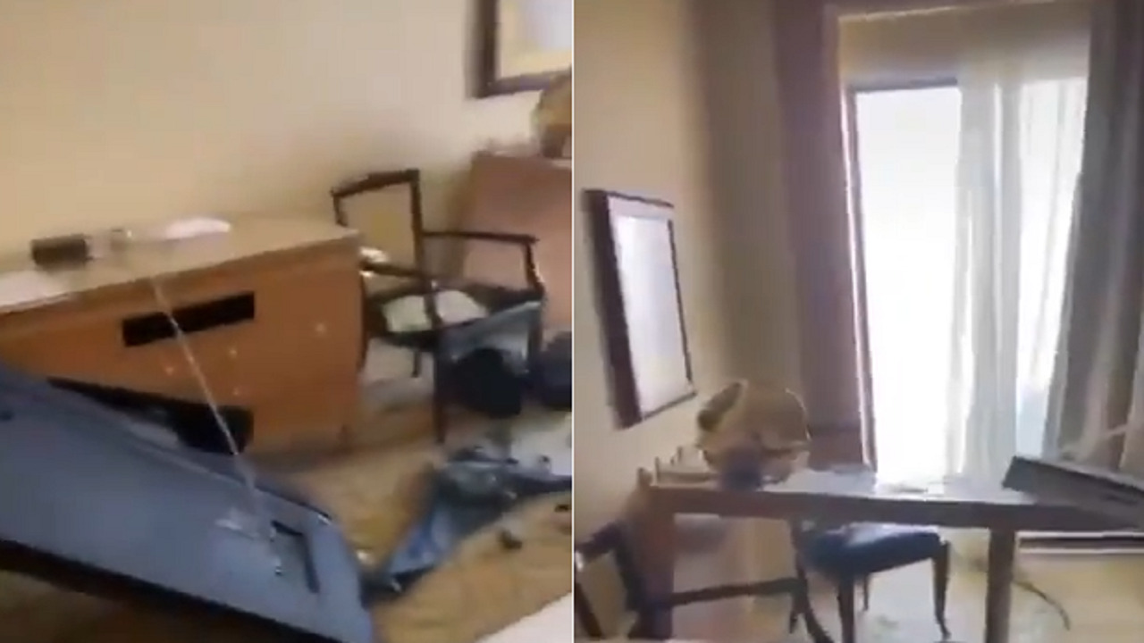 بالفيديو.. خليجي يوثق الدمار الذي لحق بغرفته عقب انفجار لبنان