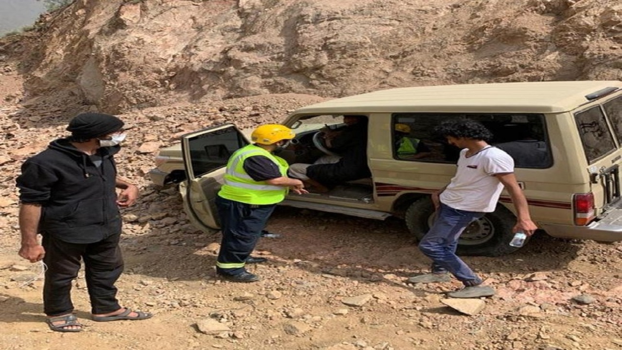 إنقاذ 3 أشخاص تعطلت مركبتهم على الطريق الترابي العقبة &#8211; المفجر