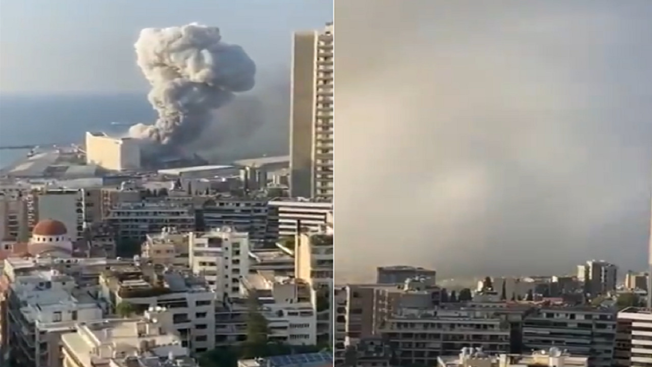 شاهد .. انفجار بيروت يقتلع مبنى بالكامل من مكانه