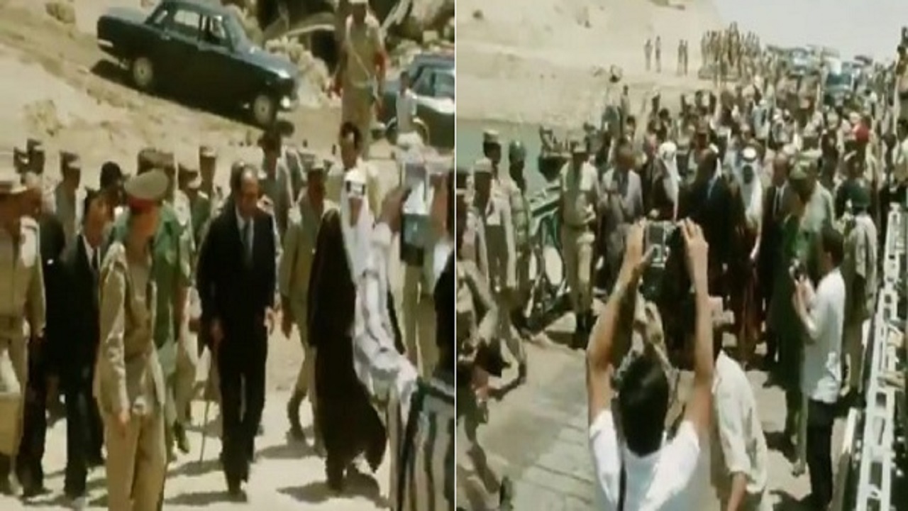 فيديو نادر للملك فيصل والرئيس السادات على خط بارليف بسيناء عام 1974 م