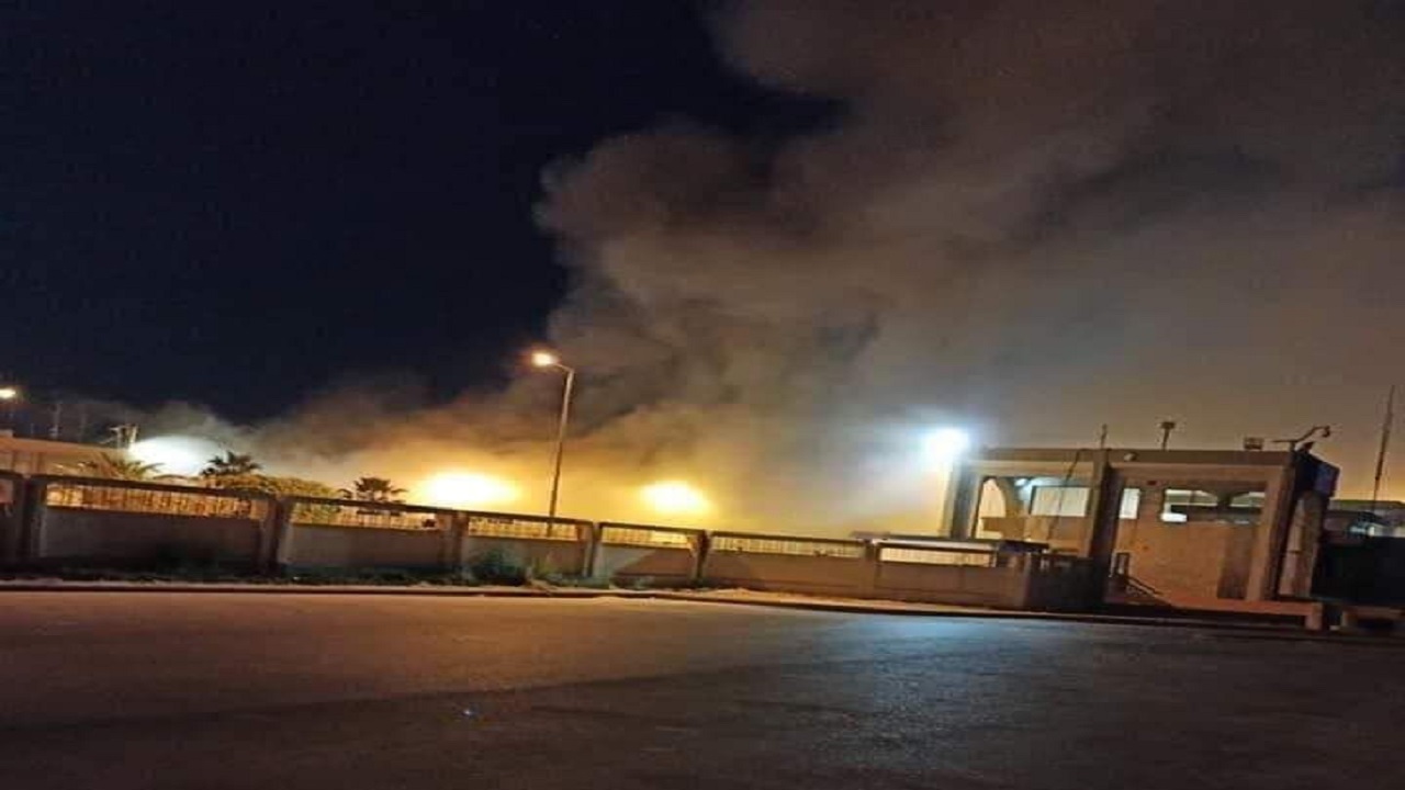 حريق ضخم بمطار مصراتة الدولي بليبيا