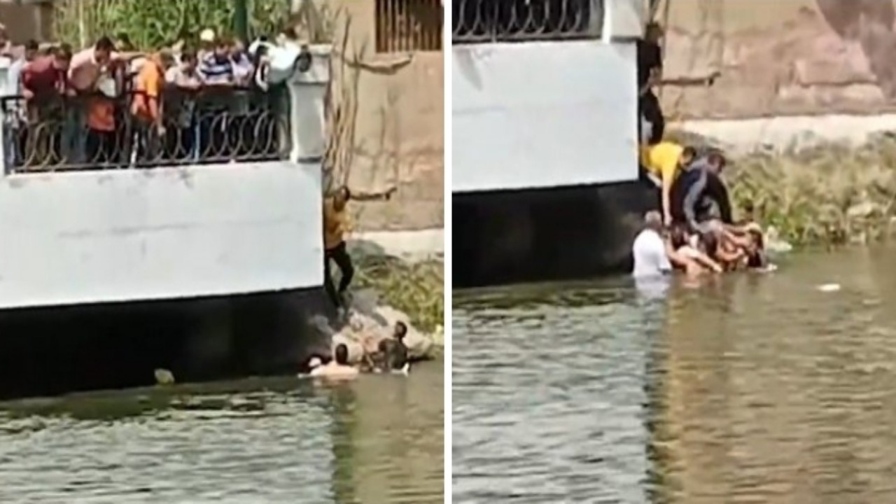 بالفيديو.. لحظة إنقاذ رجل شرطة لفتاة ألقت بنفسها في مياه النيل
