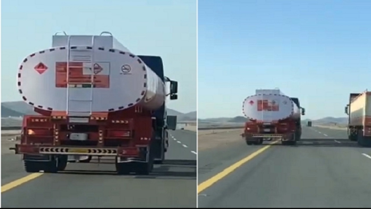 بالفيديو.. سائق شاحنة صهريج بترول يقود بشكل متهور على طريق &#8220;بيشة &#8211; خميس مشيط&#8221;