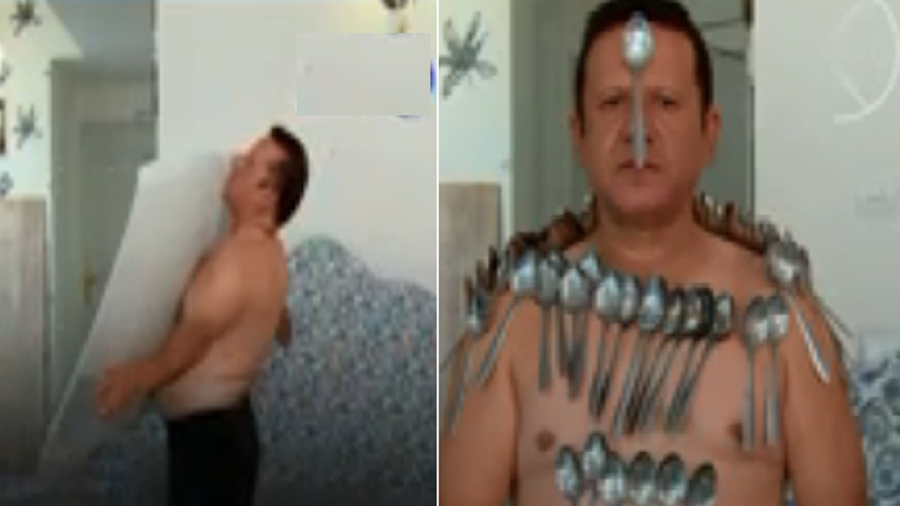 بالفيديو.. إيراني يحول جسده لمغناطيس