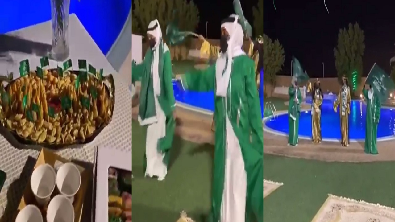 بالفيديو..إيناس الحنطي تحضر فرقة نسائية لمنزلها احتفالا باليوم الوطني