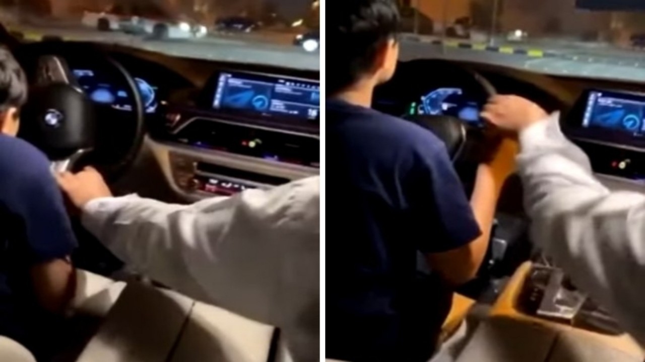 بالفيديو.. ردة فعل غير متوقعة لطفل يقود مركبة أثناء اقتراب سيارة المرور نحوه