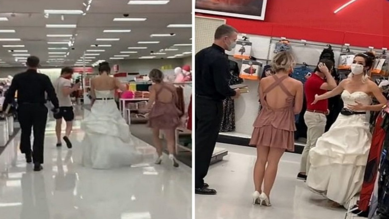 بالفيديو والصور.. فتاة ترتدي فستان الزفاف وتفاجئ خطيبها في محل عمله بطلب الزواج