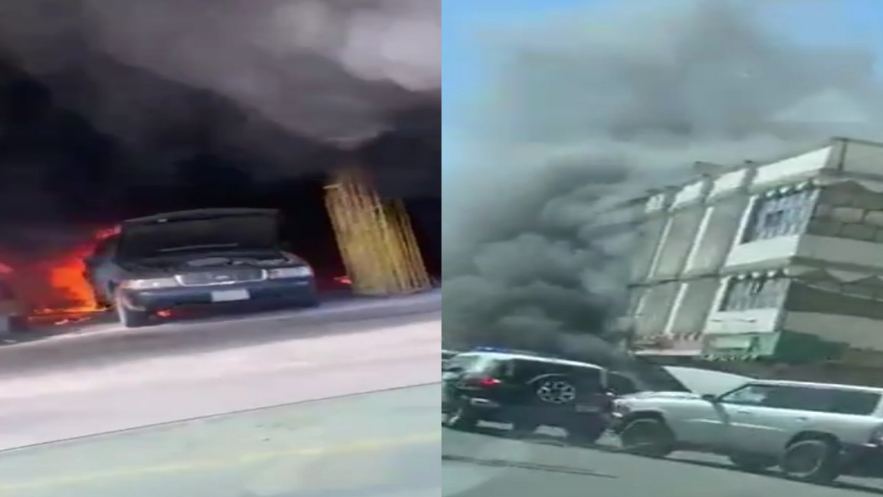 بالفيديو.. اندلاع حريق كبير في إحدى ورش الباحة