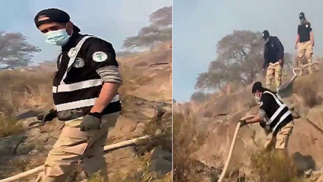 بالفيديو.. فرق تطوعية تساند الدفاع المدني لإخماد حريق تنومة