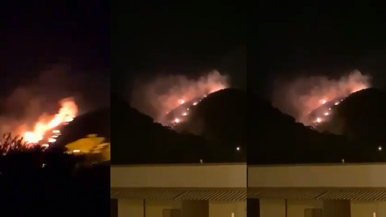 بالفيديو.. اندلاع حريق كبير في سودة عسير