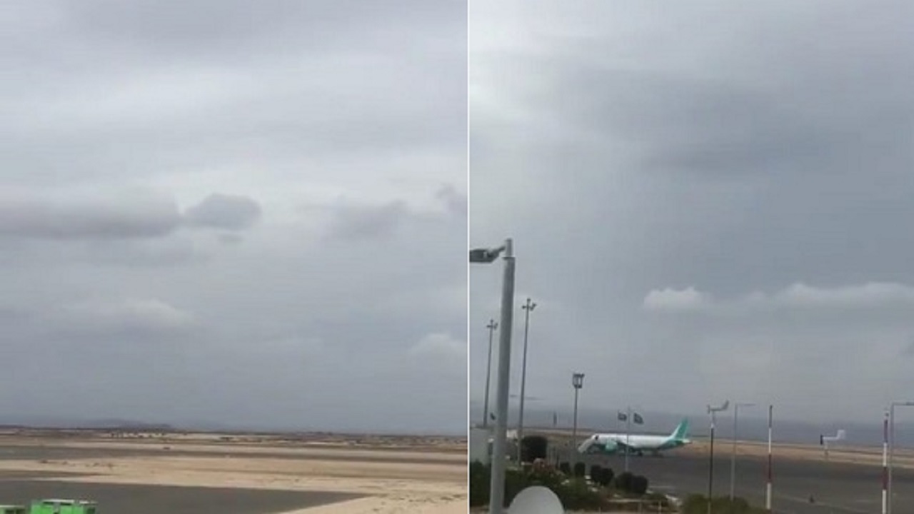 فيديو من مرصد مطار الملك سعود بالباحة لبداية تكون السحب الكثيفة اليوم