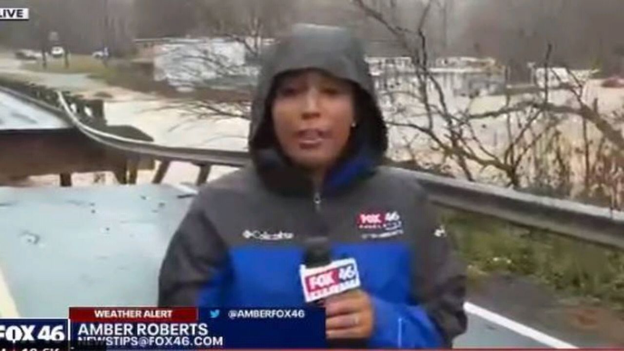 بالفيديو.. نجاة مراسلة تليفزيونية من الموت بأعجوبة بعد انهيار جسر على الهواء