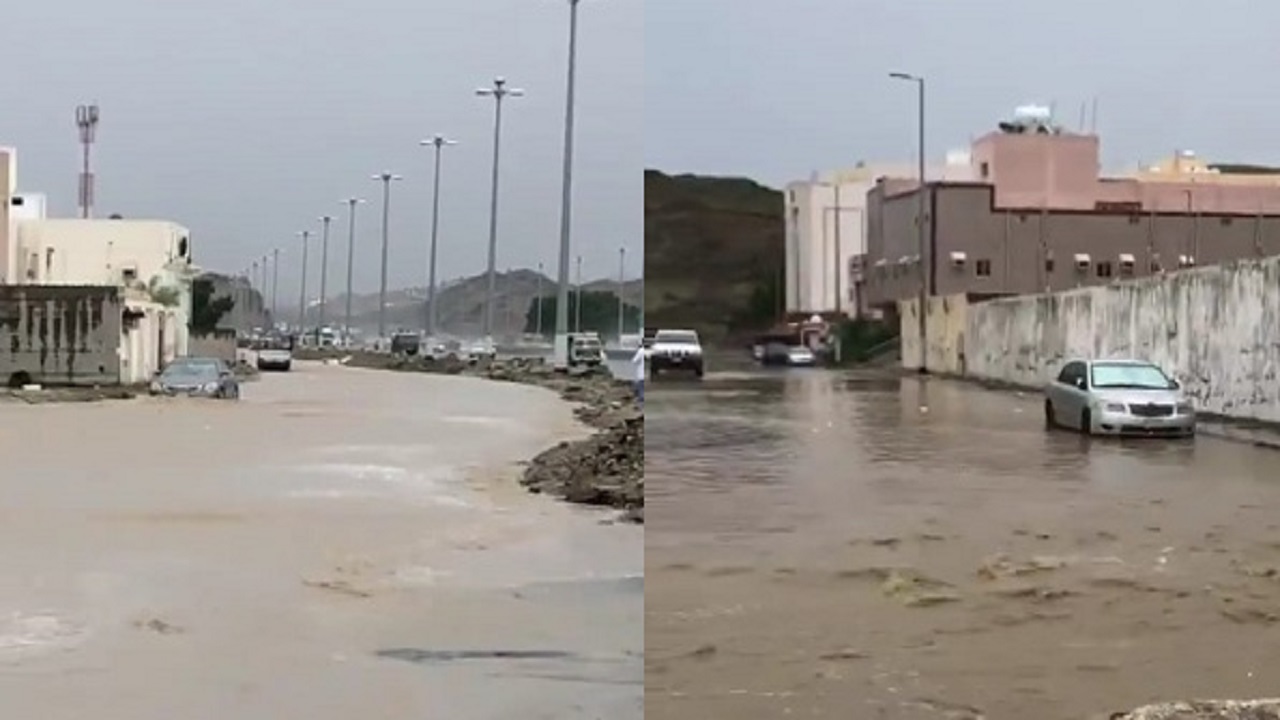 بالفيديو.. أمطار غزيرة وتراكم للمياه في بعض شوارع مكة المكرمة