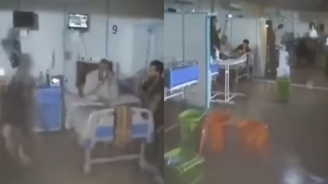 بالفيديو..میاه الأمطار تتدفق إلى مصابي كورونا في مستشفى إيراني