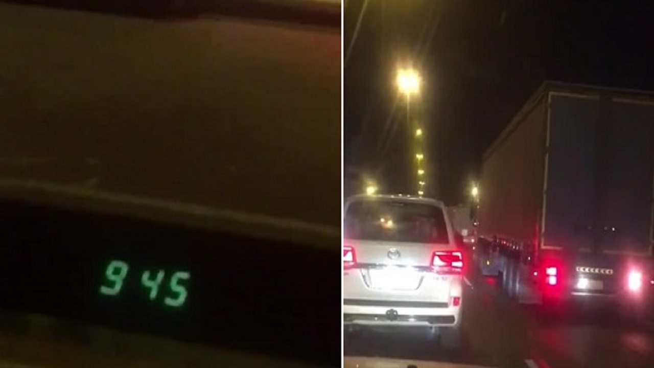 بالفيديو.. تزاحم كبير للشاحنات على طريق “الرياض – الشرقية” السريع قبل العاشرة مساءً