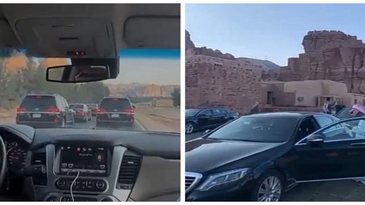 بالفيديو.. رد فعل الوفد القطري المرافق لـ ” تميم ” عندما شاهد الجبال الشاهقة في العلا 