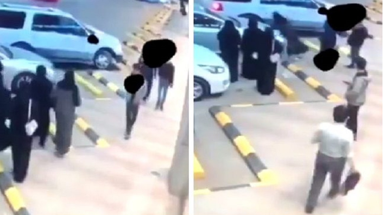 بالفيديو..شاب يتحرش بفتاة ويدفعها أمام المارة بحفر الباطن