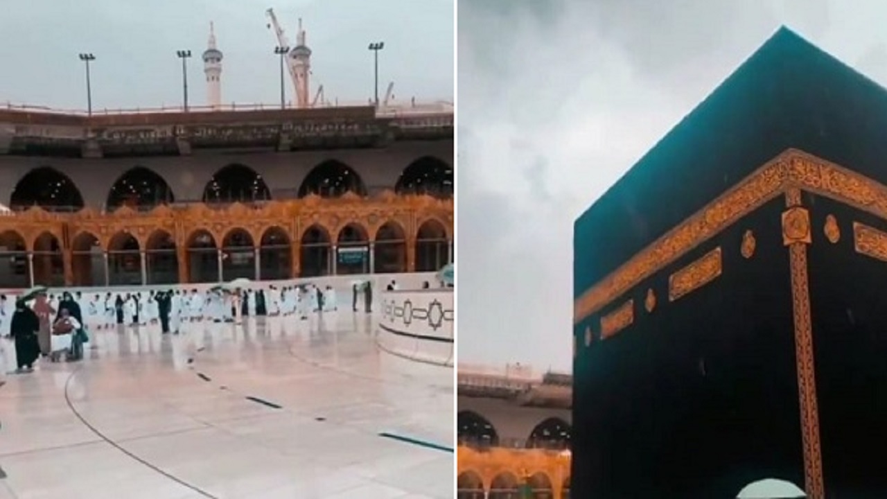 بالفيديو.. أمطار غزيرة على الحرم المكي الشريف