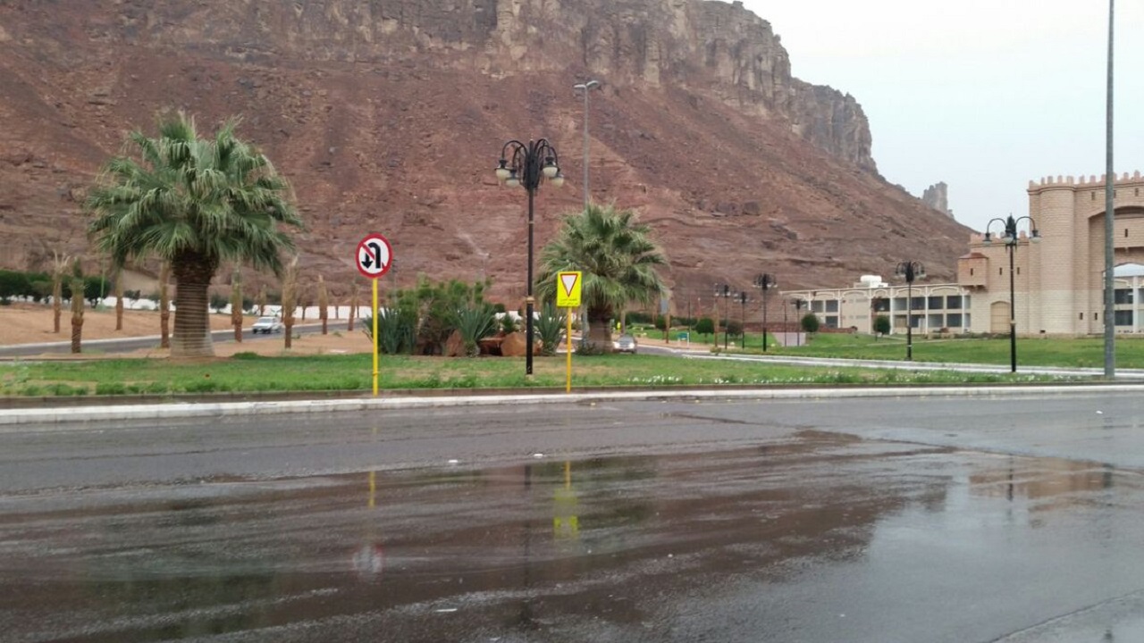 أمطار رعدية على محافظة العلا