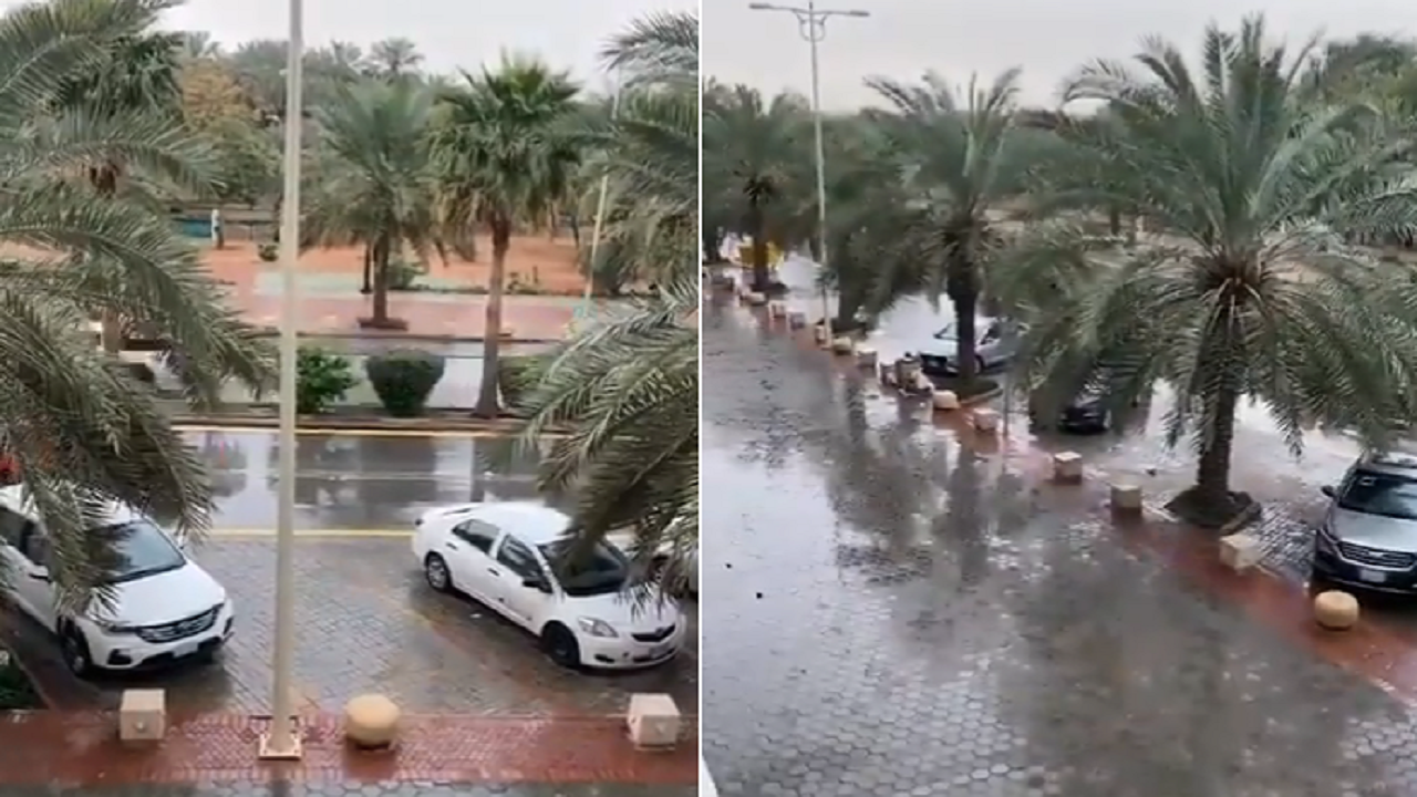 بالفيديو.. هطول أمطار غزيرة على الرياض