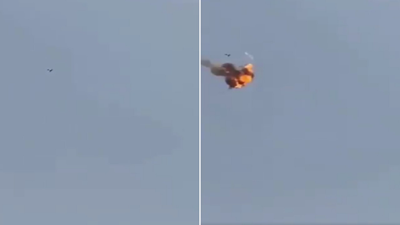 بالفيديو .. لحظة تدمير طائرة مفخخة أطلقتها الميليشيات الحوثية باتجاه المملكة