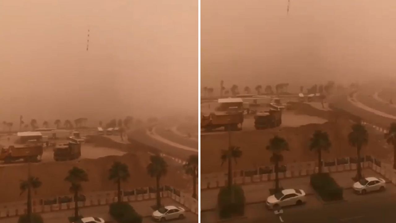 بالفيديو.. موجة رياح رملية تضرب محافظة جدة