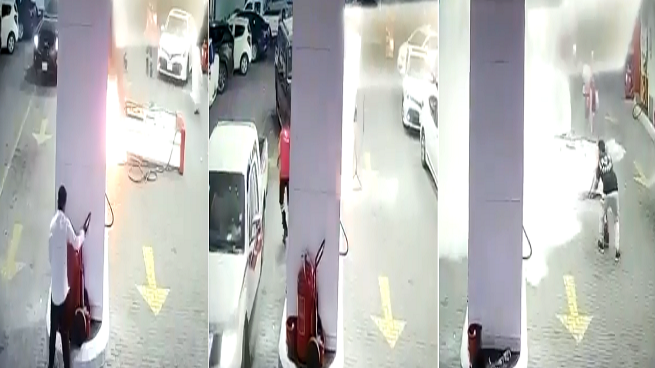 بالفيديو.. فتاة تصطدم بمضخة وقود في محطة بجدة وسرعة العمال تحتوي الموقف