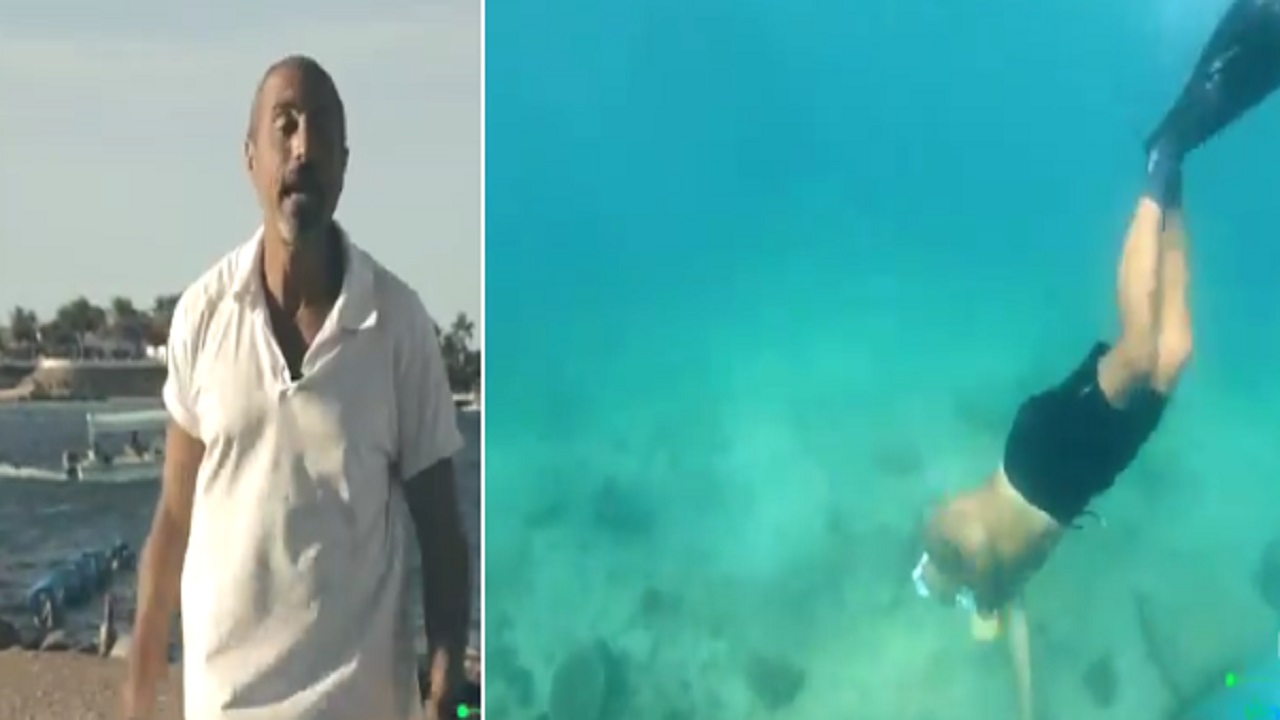 بالفيديو.. &#8220;الشقيري&#8221; يخوض مغامرة تحت الماء لتنظيف أعماق البحر الأحمر