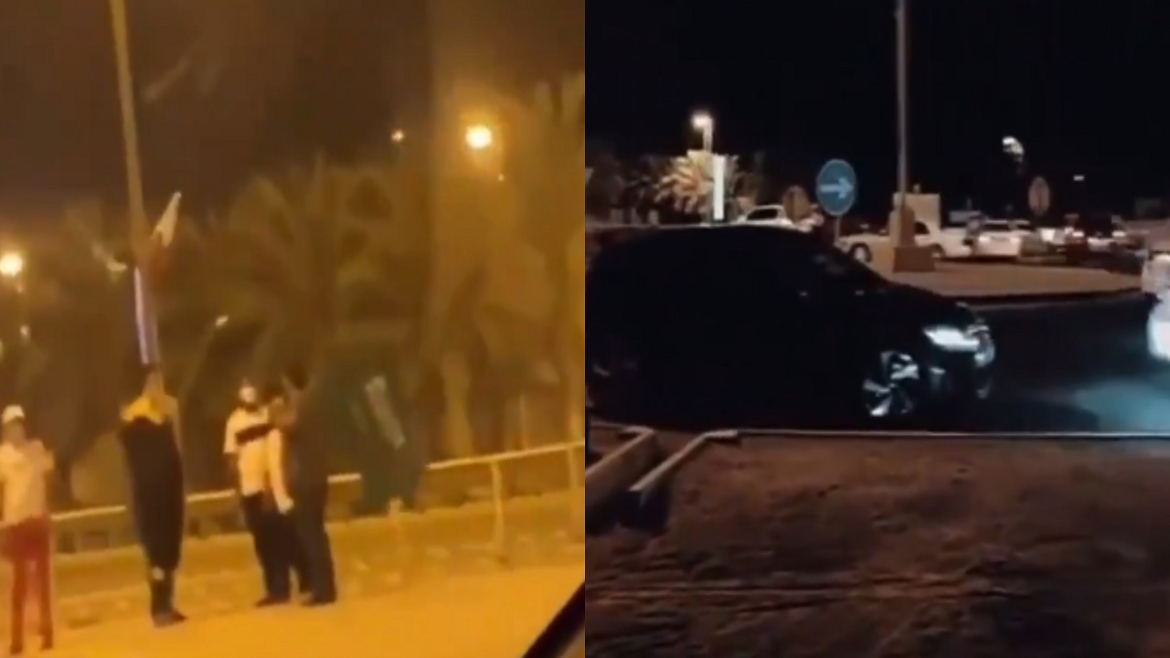شاهد.. البحرينيون يستقبلون السعوديين بالأعلام بعد فتح الحدود البرية
