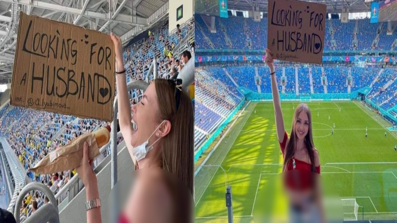 حسناء روسية تبحث عن &#8220;عريس&#8221; في مدرجات يورو 2020