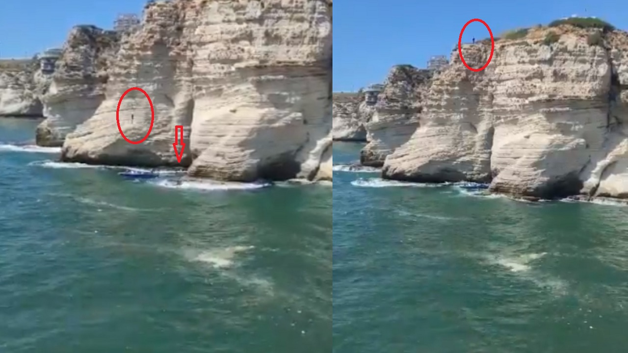 مقطع مروع للبناني قفز في المياة لحظة مرور قارب