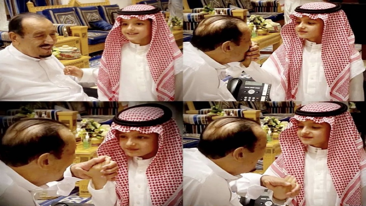 لقطات عفوية لخادم الحرمين مع حفيده الأمير عبدالعزيز بن خالد