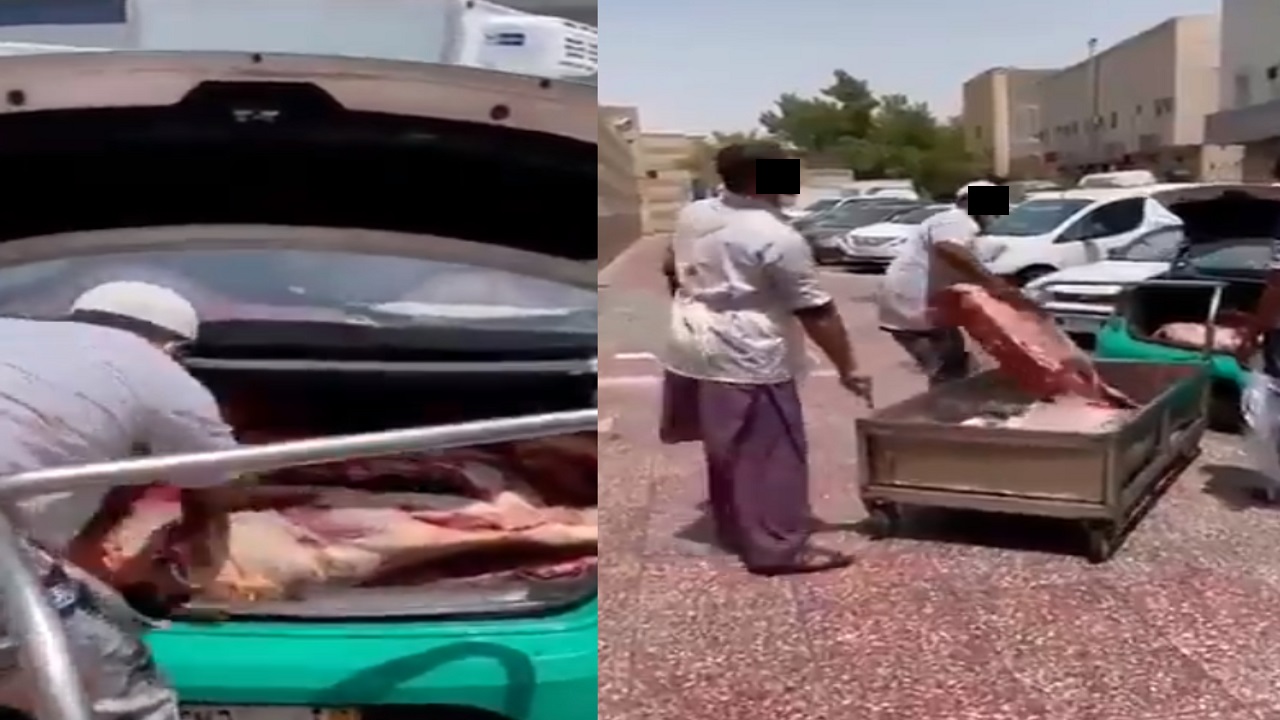 فيديو لسيارة أجرة تنقل اللحوم في سوق الحلة بالرياض يثير الجدل