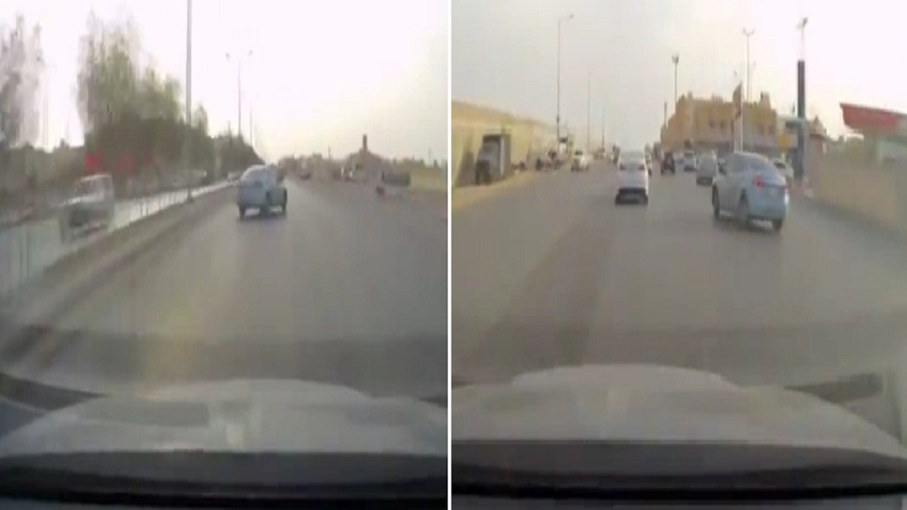 بالفيديو .. قائد مركبة يُفحط وسط سيارات على أحد الطرق بالممكلة