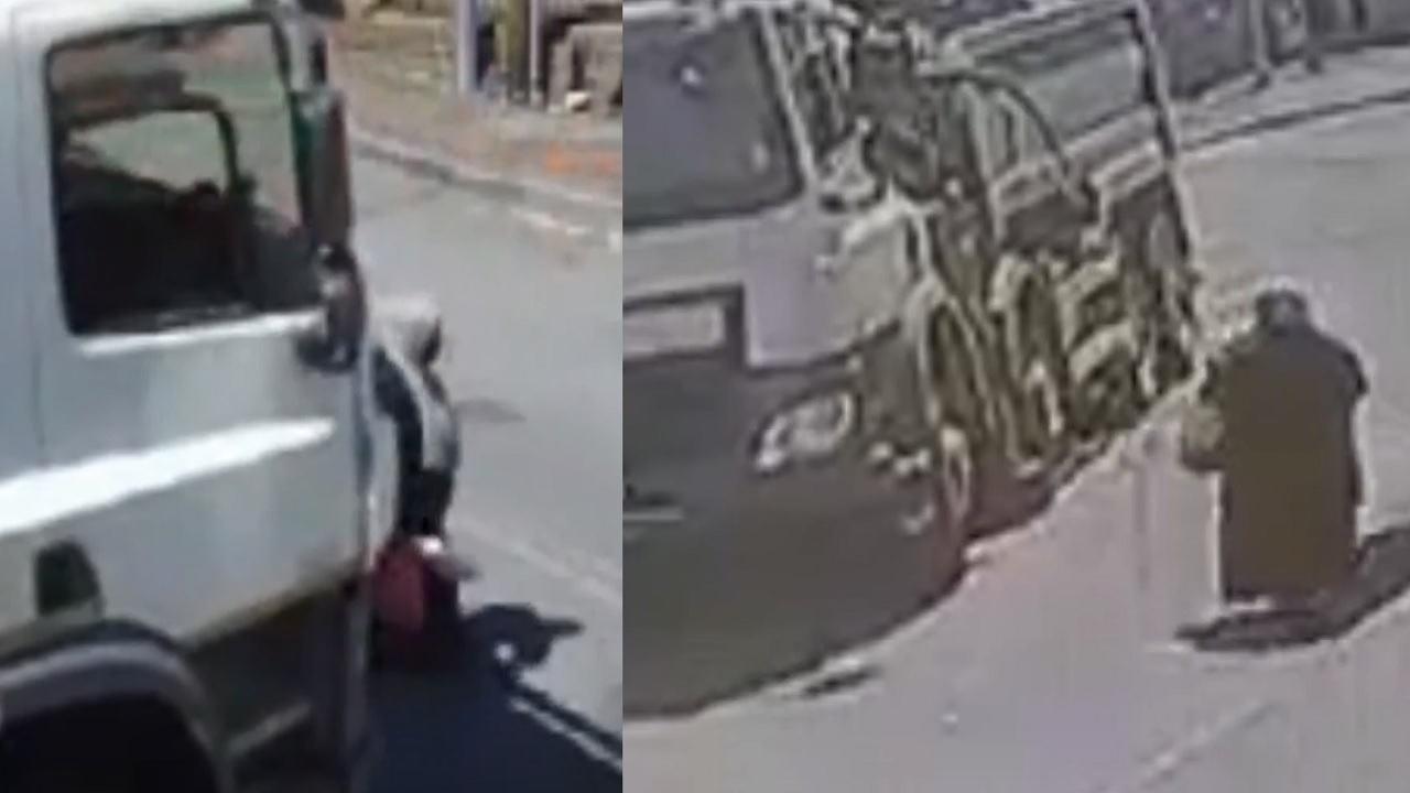بالفيديو.. امرأة تنجو بأعجوبة من حادث دهس أثناء عبور الطريق