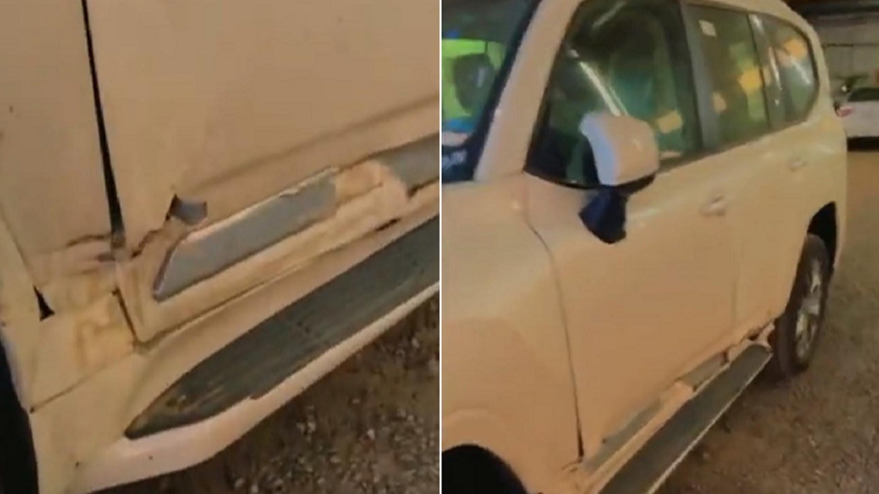بالفيديو.. مالك سيارة لاندكروزر يوثق الأضرار التي لحقت بها بعد حادث بسيط: &#8220;الباب انشق&#8221;