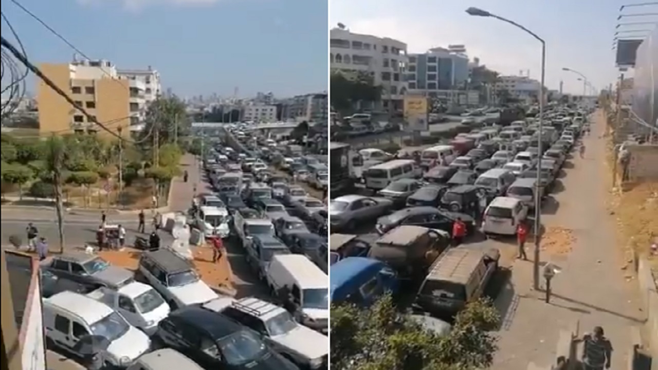 بالفيديو .. مشهد صادم لتكدس سيارات على أحد طرق بيروت