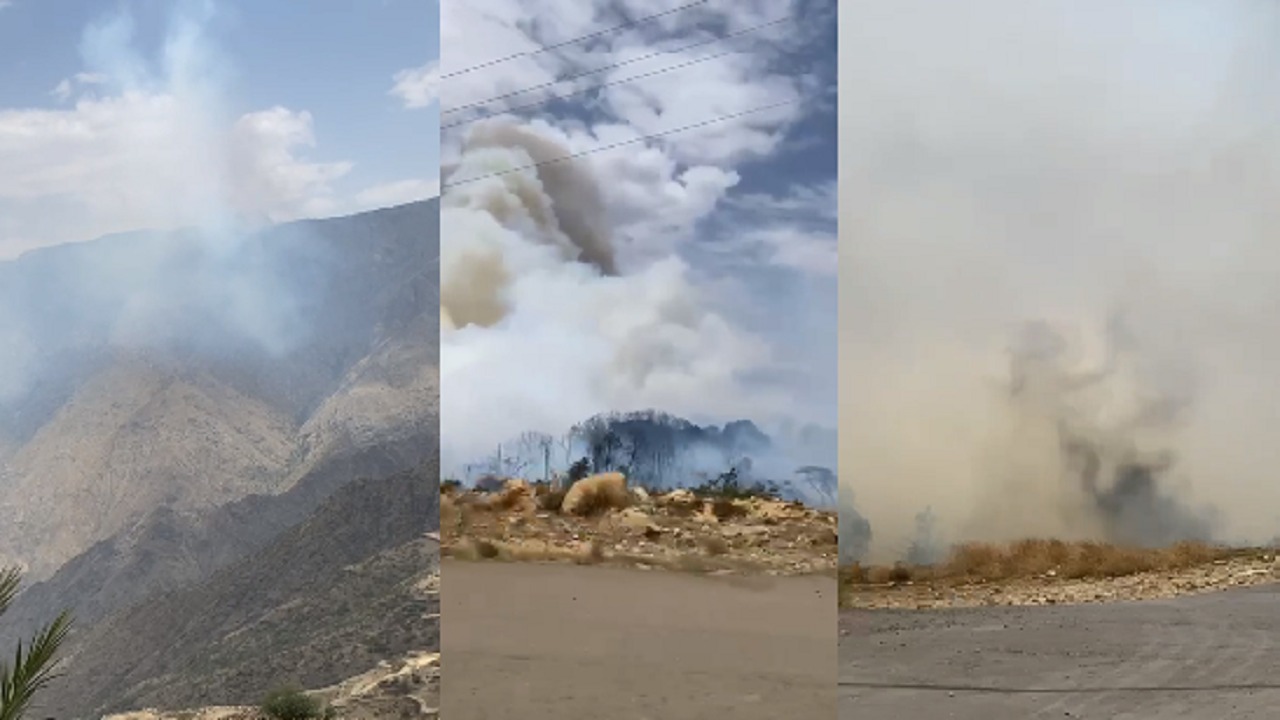 بالفيديو.. إخماد 85% من حريق غابات شمال النماص